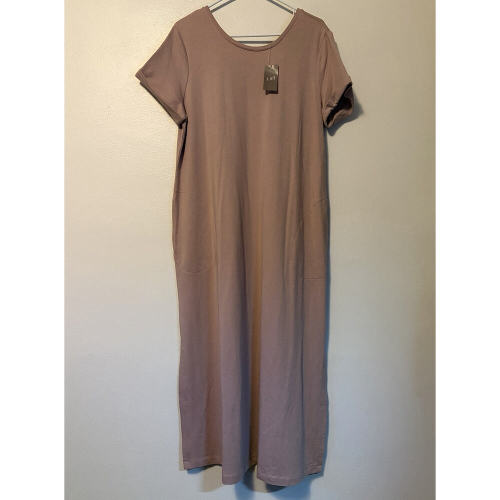 Pure Jill J Jill Pima Cotton Affinity Maxi Dress In Pink Fawn Pockets Large New